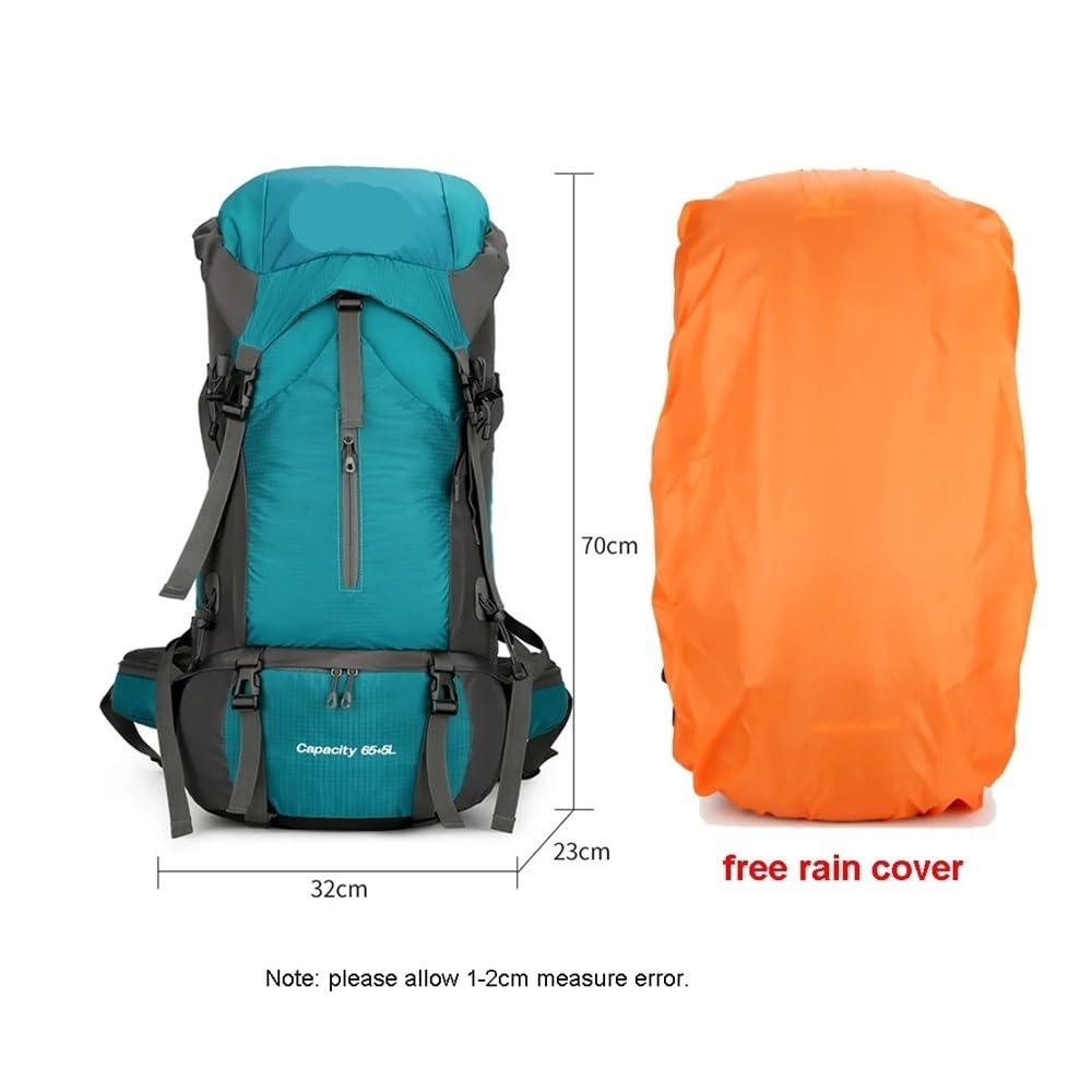 Mochila de viaje de nailon de 70 L con cubierta para lluvia, mochila de senderismo al aire libre, mochila de montañismo, mochila de hombro para hombre