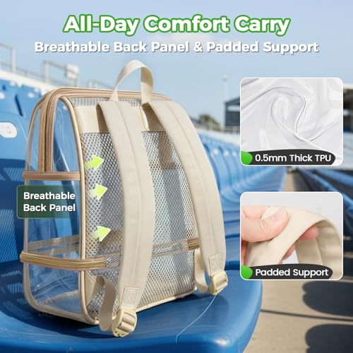 MATEIN CLASSIC TPU See Through Backpack for Stadium Events, 12×12×6 Dual Layer Clear Stadium Bag for Women, Structured Clear Backpack with RFID Pouch & Insulated Can Sleeves for Soccer Game Days — view 5