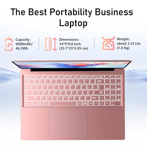 Image of Gaming Laptop Computer, 16 Inch Lap Top 2026 Window 11 Pro 16GB RAM 512GB SSD, N150 (Up to 3.6GHz), Backlit Keyboard, FHD 1920 * 1200 Screen, Office 365, 6000mAh, WiFi 5 BT 4.2, UHD Graphics