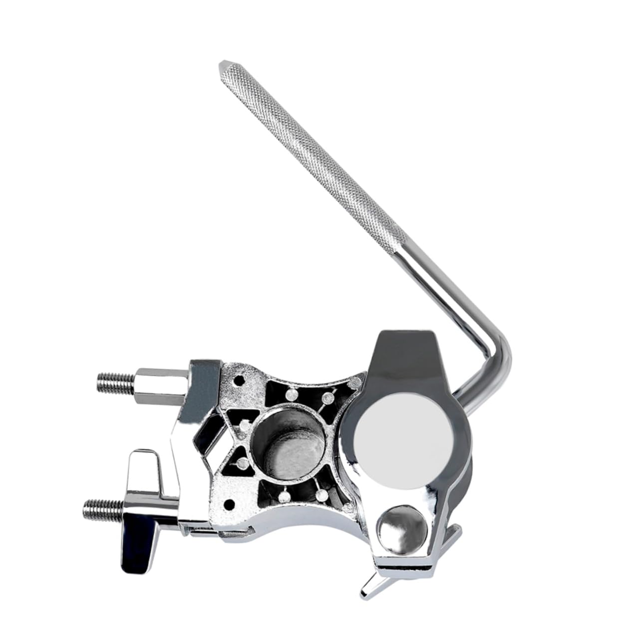 BESTonZON Support de Tom en Alliage de Zinc Réglable à Levier Rotatif 360°, Clip D'extension pour Batterie, Accessoire Montage Percussion Robuste et Polyvalent, Argenté