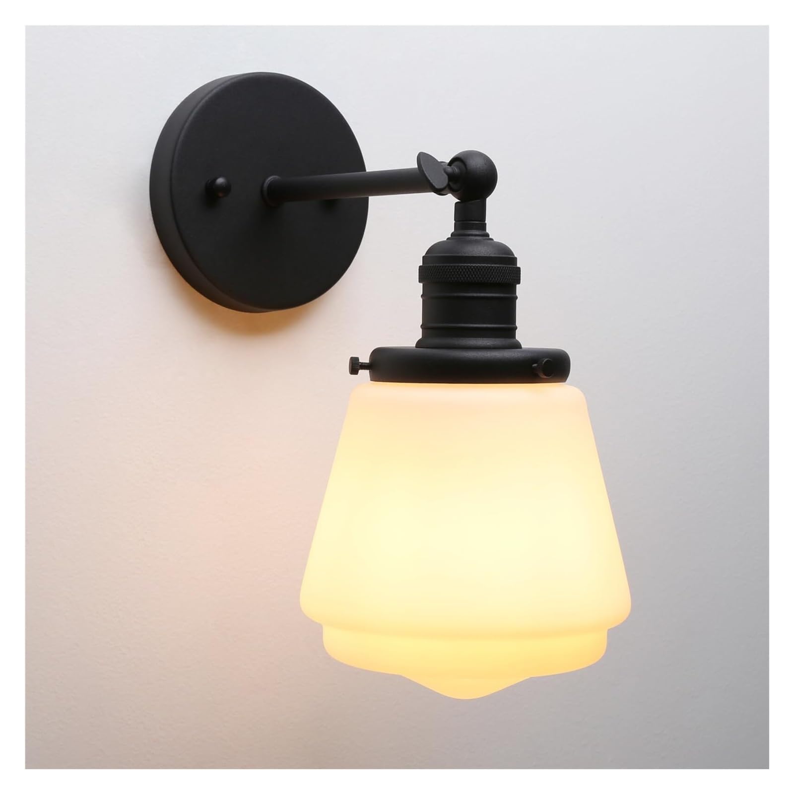 KHUKHU 1-Light Vintage Wall Sconce Light Fixture with Milk White Glass Shade, Industrial Indoor Wall Lamp for Living Room Bedroom Bathroom Over Kitchen Sink(D)