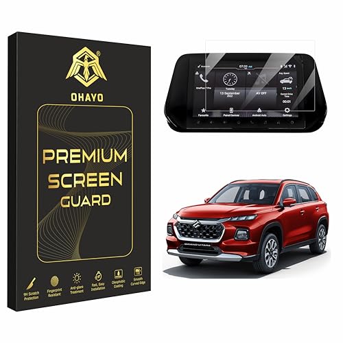 Image of OHAYO 9H Military-Strength Car Display Screen Protector for Maruti Suzuki Grand Vitara 2022 2023 2024 2025 | 9 Inch Infotainment Screen Guard | Scratch Resistant, HD Clear, Hydrophobic Protective Film | Tough Durable Anti-Scratch Layer