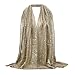 YAOSEN Women Gold Glitter Hijab Muslim Head Wrap Long Scarf (Glitter-Gold)