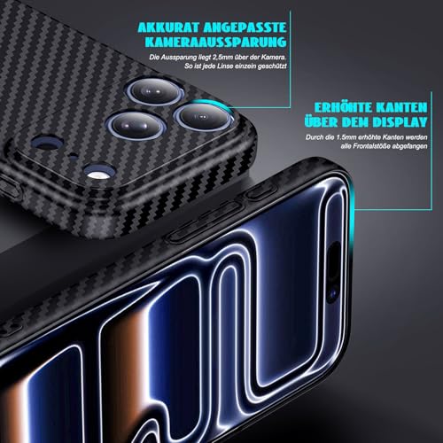 Coque antichoc iPhone 17 Pro Max aspect carbone protégeant l'écran - 3