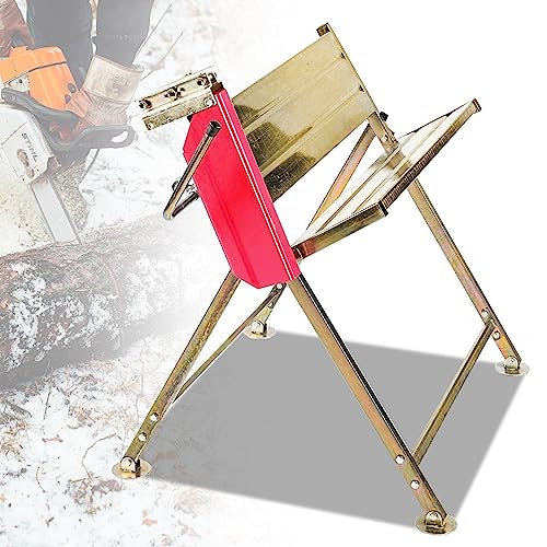 Jopassy Chevalet de scie avec support pour tronçonneuse - Chevalet pour tronçonneuse jusqu'à 150 kg, Sciage précis de bois de chauffage, pliable et peu encombrant,...