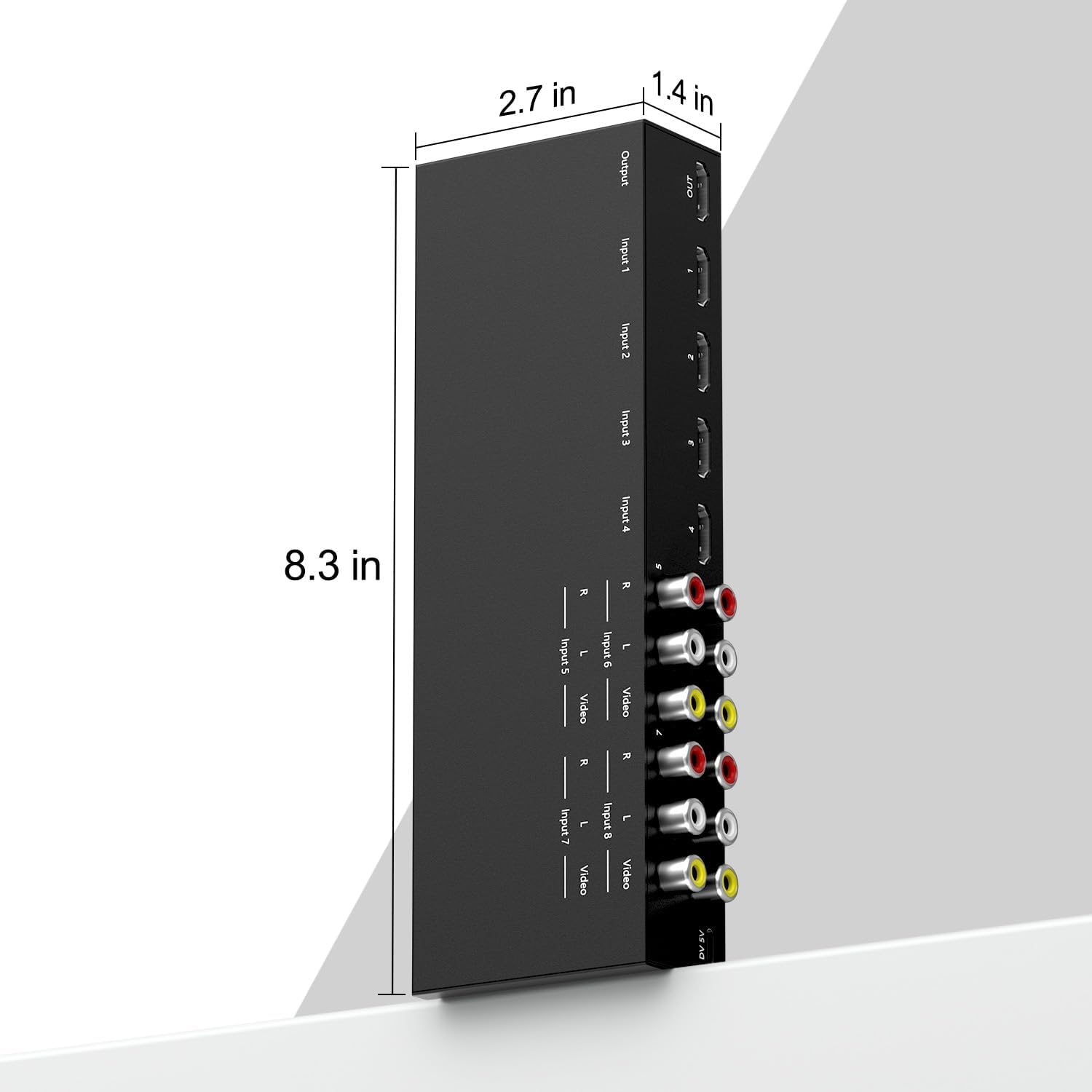 8 in to 1 Out RCA/HDMI Switcher，4 Way HDMI 2.0 + 4 RCA to HDMI Converter，4:3/16:9 Switcher Support 4K and 3D for PS1/2/3/4/5, N64, SNES, Switch, DVD, Roku, Fire Stick，etc.