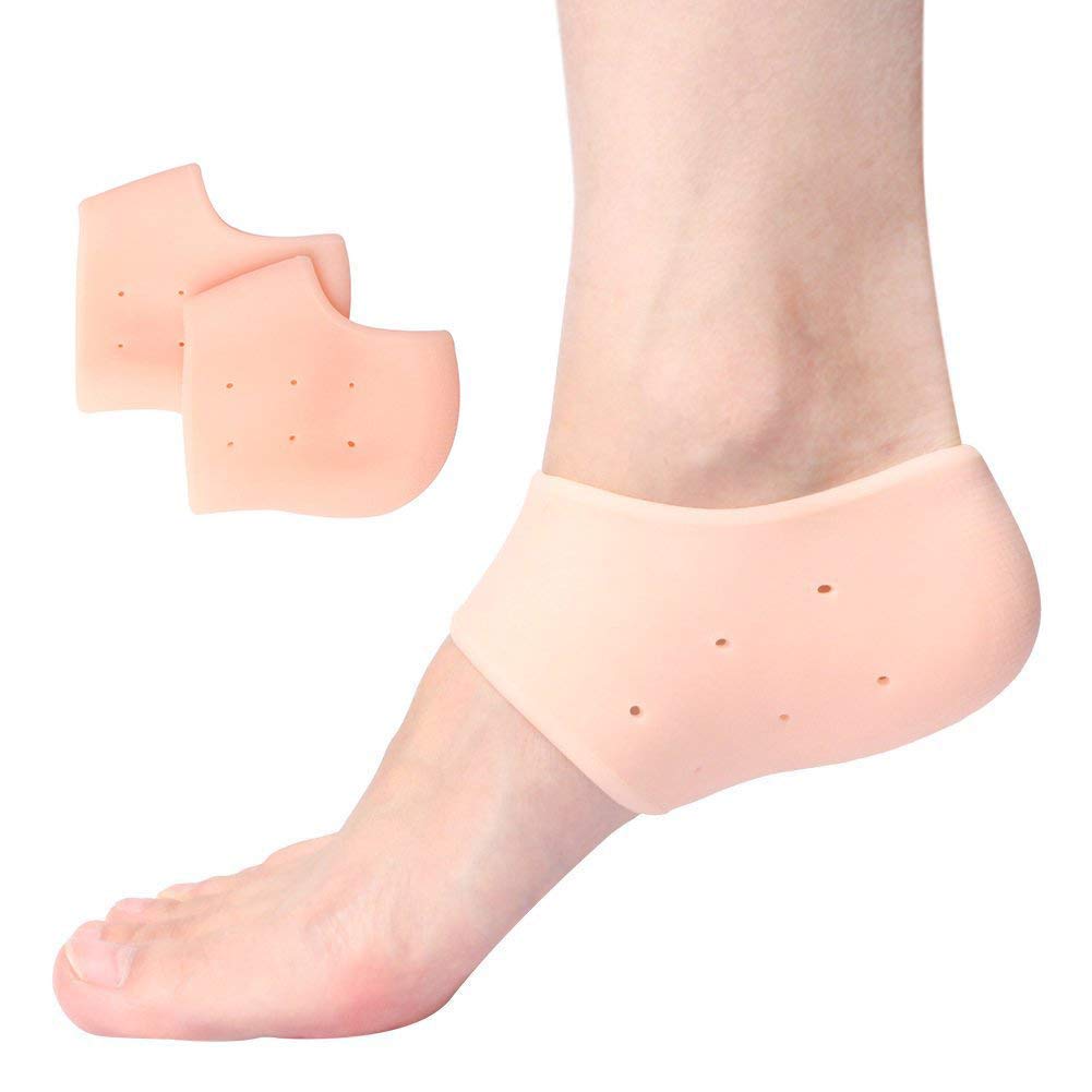 Spefez Silicon Heel Pad for Pain Relief - Ankle Support Cushion Socks for Swelling - Heel Protector for Men and Women (New Hf), Peach