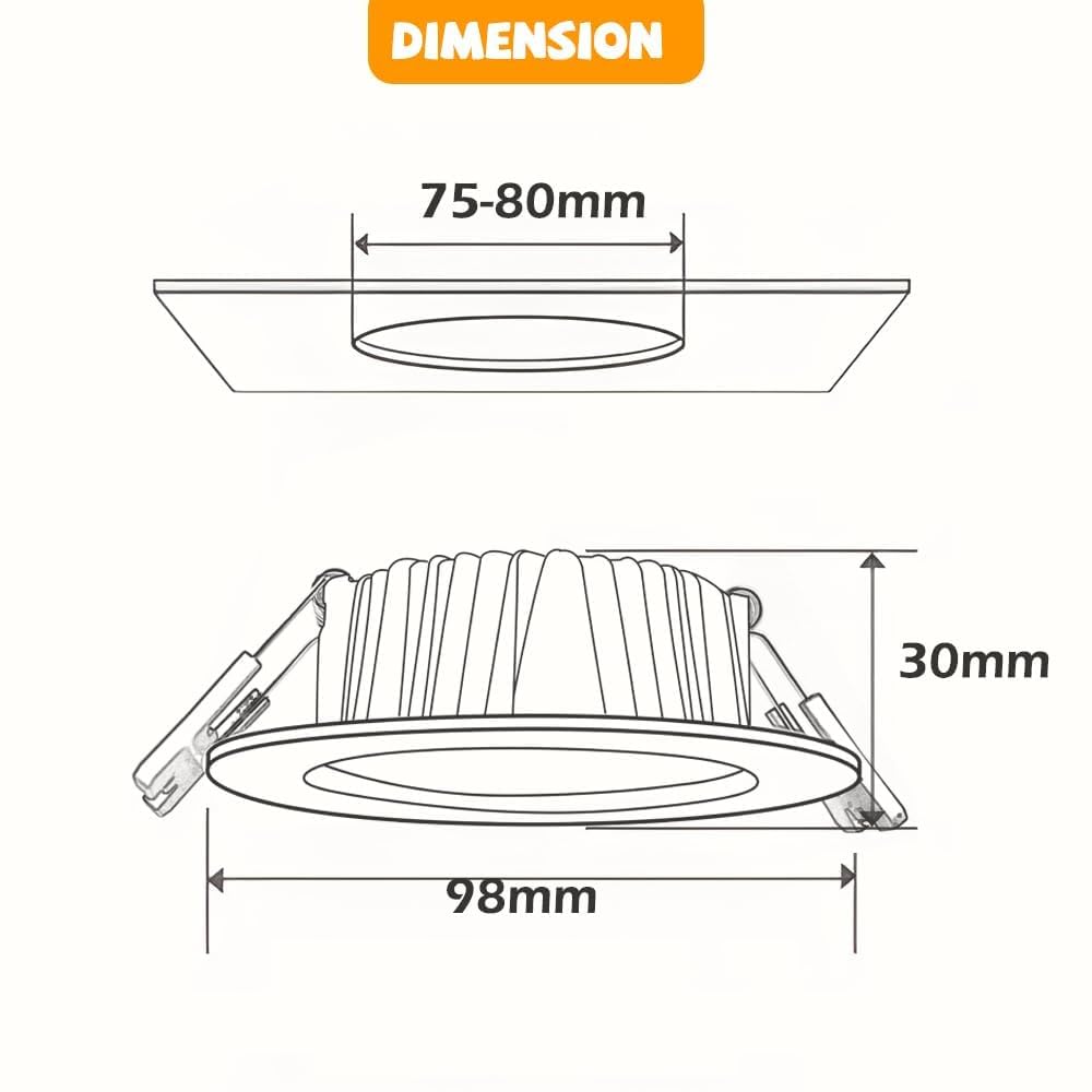 Faretti LED da Incasso per Cartongesso 5W 220V,3000K Caldo 4000K Neutro 6000K Freddo faretto da incasso, alluminio Faretto led incasso IP20, Diametro Foro Ø75-80mm Set di 6