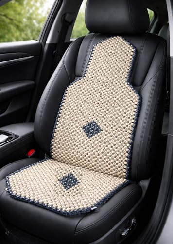 Image of Q1 Beads LWhite Wooden Beads Seating pad for Acupressure Sitting (Universal Fit,1 Pack, White Color)