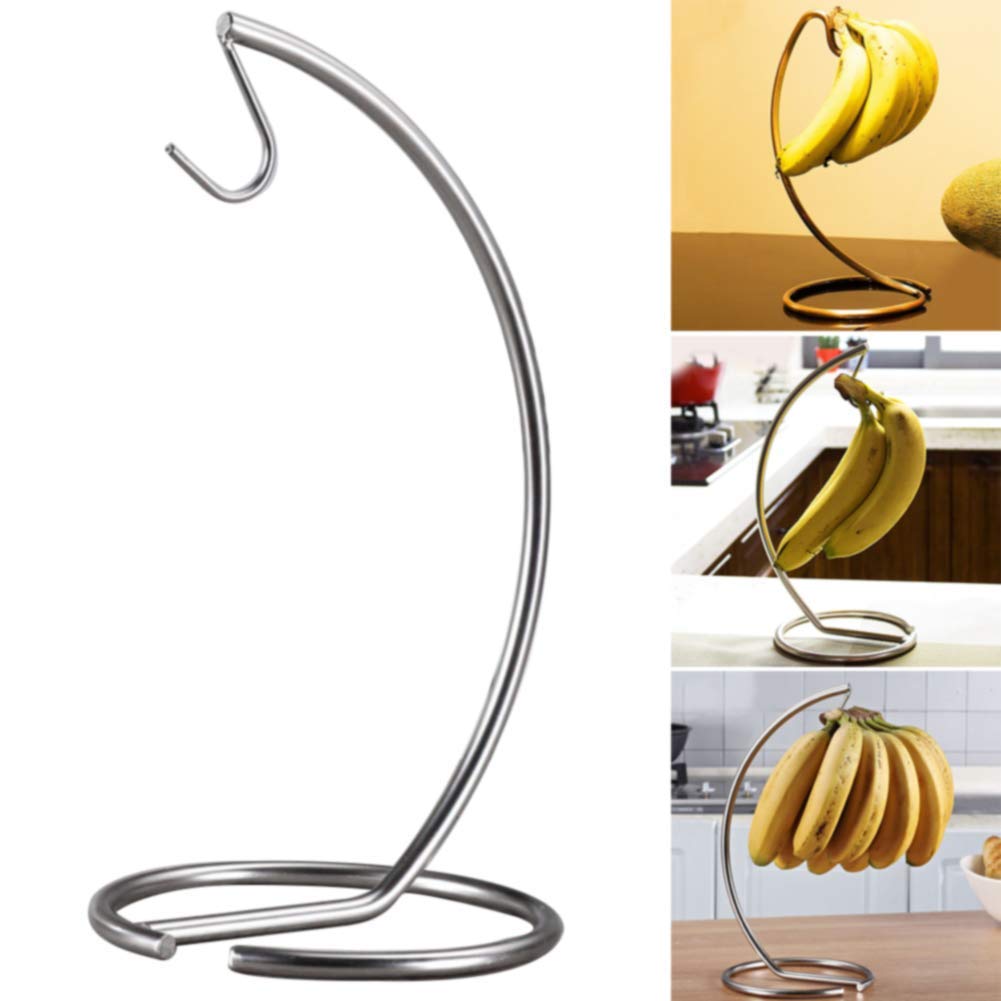 Relaxdays bananenhouder, metaal H x : 33 x 17 cm, tegen beurse plekken, modern, bananenstandaard aanrecht, zwart Relaxdays bananenhouder, metaal H x : 33 x 17 cm, tegen beurse plekken, modern, bananenstandaard aanrecht, zwart
