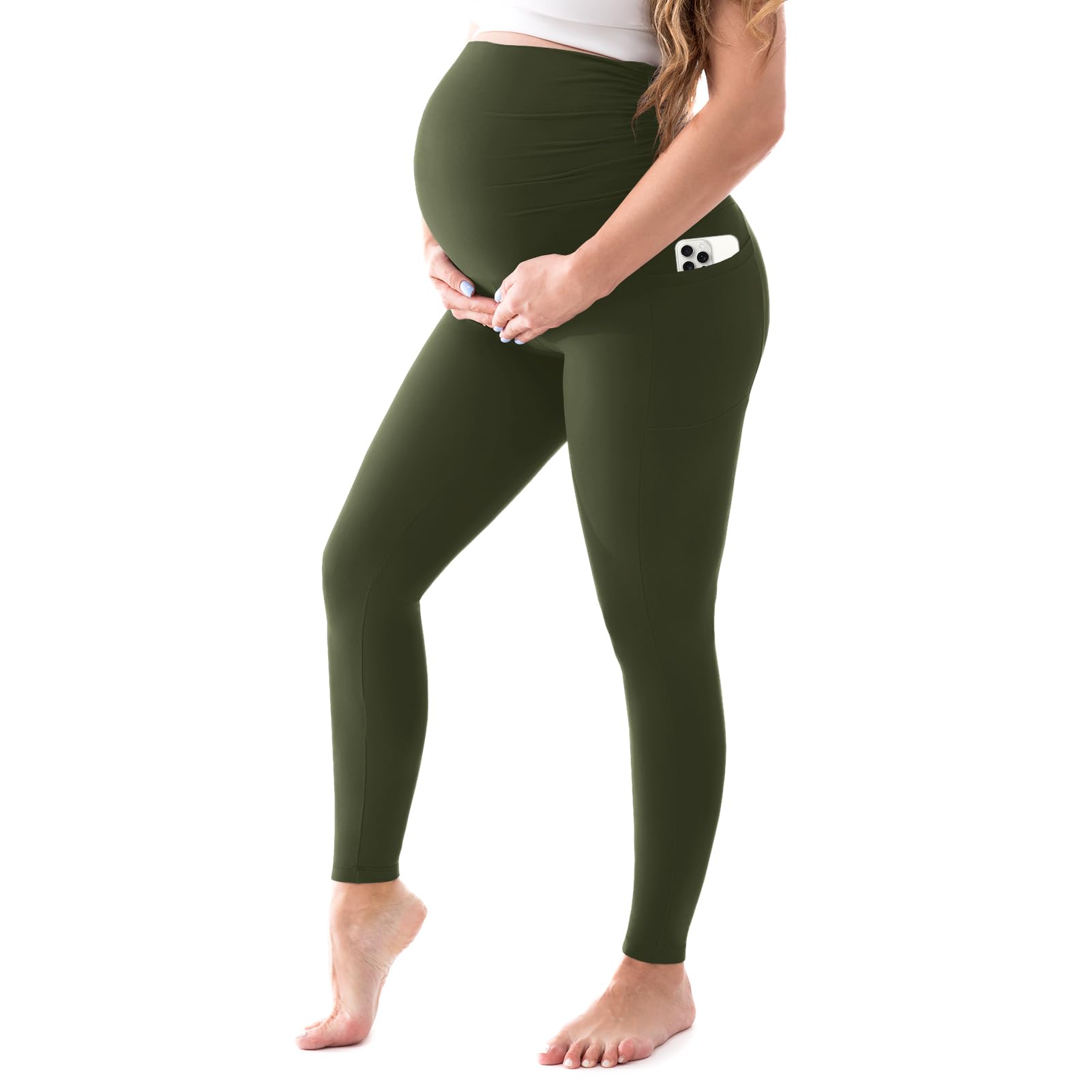 Walifrey Maternity Leggings with Pockets Over the Belly