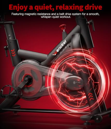 Image of Exercise Bike,Magnetic Resistance Stationary Bike,Silent Indoor Bike with App Sync, LCD Monitor & Adjustable Seat for Home Cardio