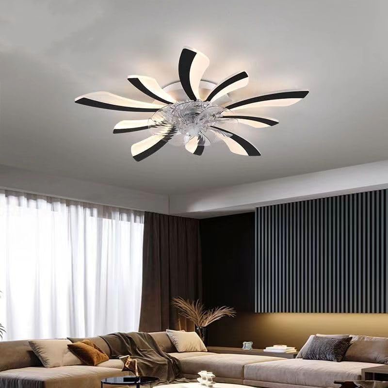 Low Profile Ceiling Fan with Light,110v Modern Dimmable Fancy Ceiling Fan with Remote Control/App Control,Timer 6 Speed Fan Ceiling Light (Shooting Star,65)