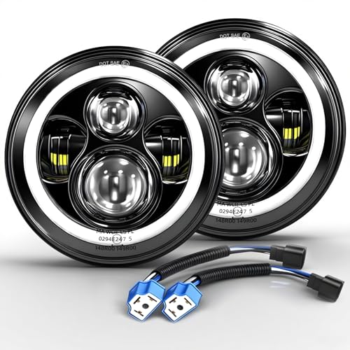 CO LIGHT 7 zoll LED scheinwerfer 150000LM, E-geprüft mit Abblendlicht Fernlicht Amber Halo Blinker, Weißem Tagfahrlicht (DRL) ，für Defender VW T3 G Klasse Wrangler TJ JK LJ Hummer
