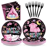 Picture of Grencian 96 Pcs Sleepover Birthday Party Decorations for Girls, Serves 24