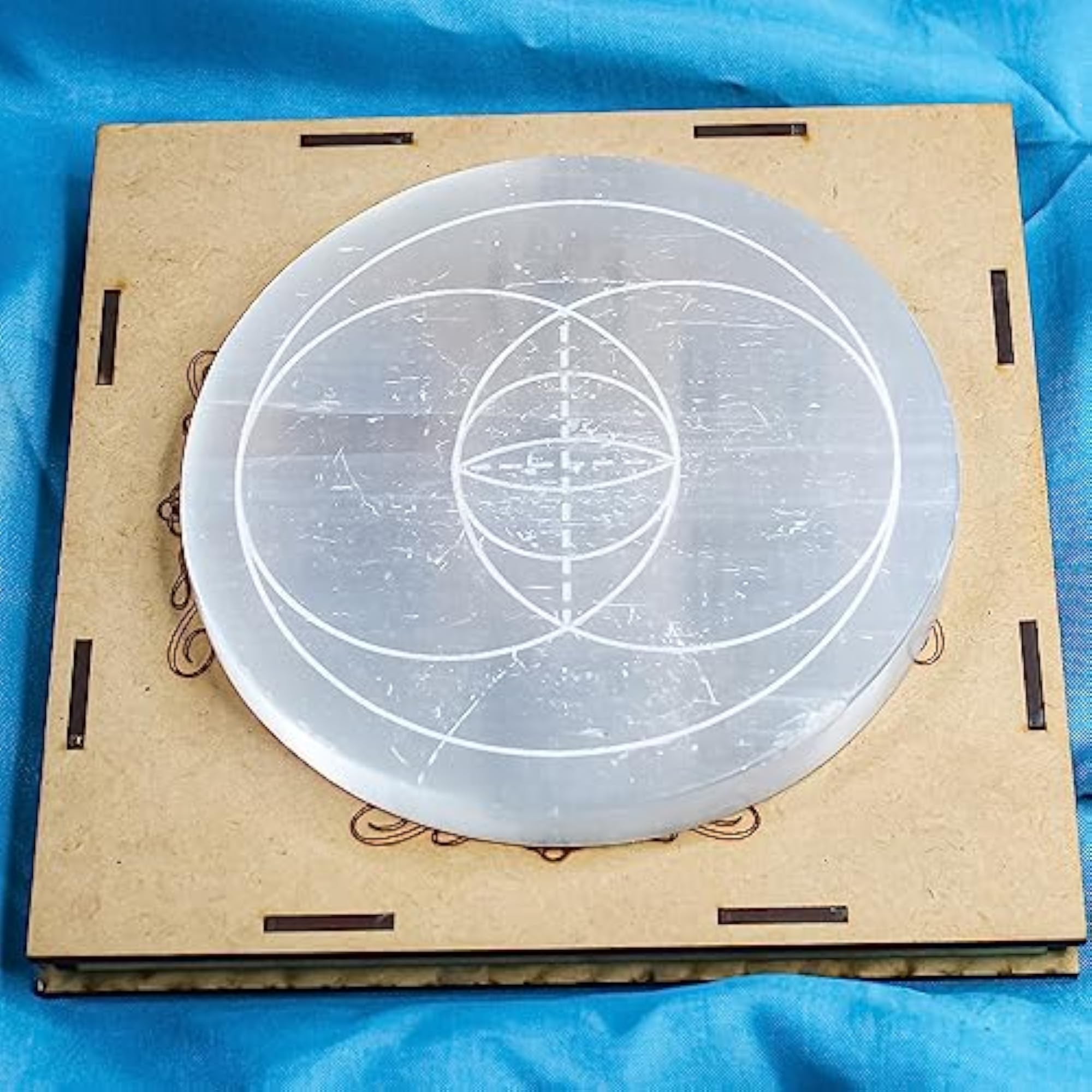 Natural Selenite Relationship Symbol Coaster for Home Serenity