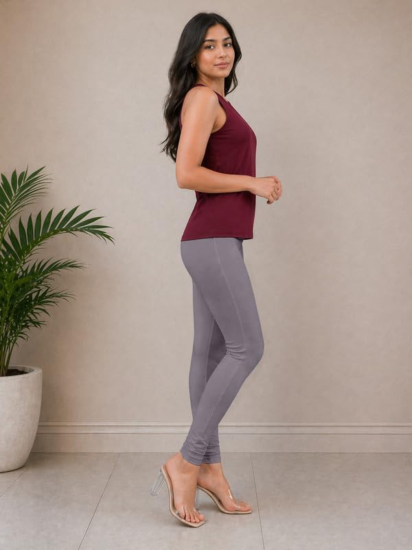 Image of TRENDMALLS Women's Microfiber Elastane Stretch Soft Churidar Length Leggings with Ultrasoft Waistband