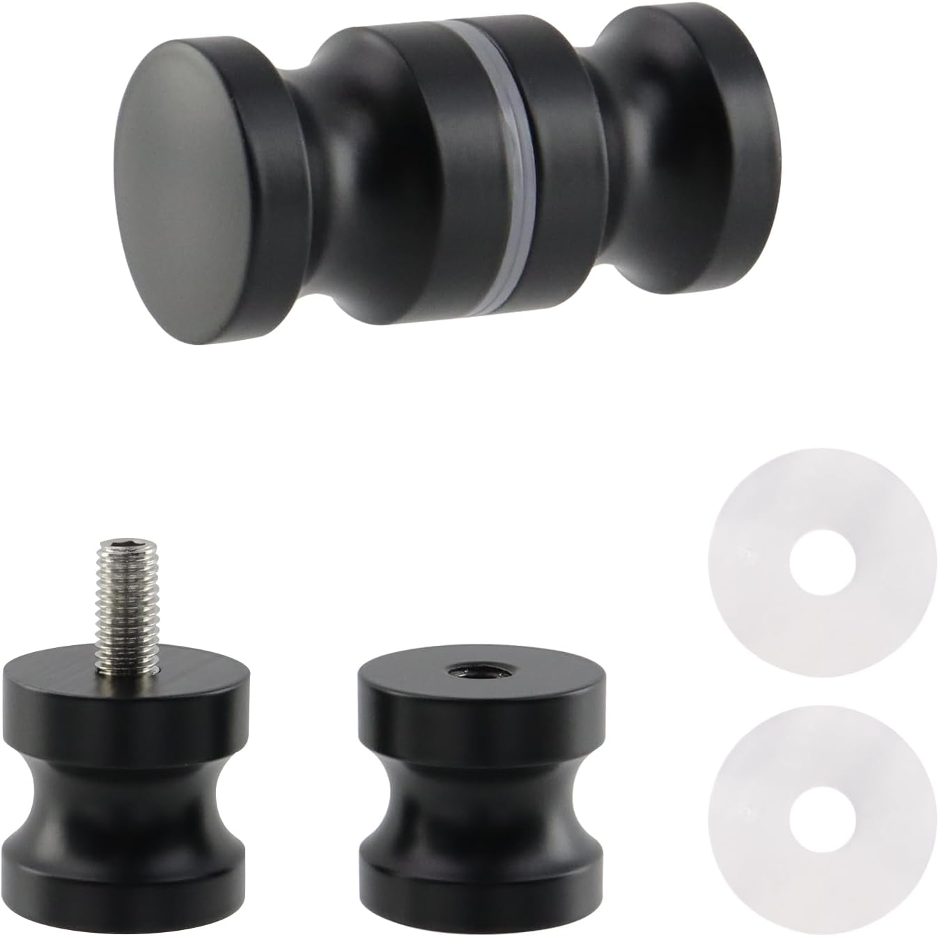 Antrader Shower Door Knobs Double Sided,Shower Glass Door Handle,Aluminum Alloy,Black,2Pcs