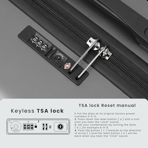 Image of THE ASSEMBLY Polycarbonate Hard Luggage Set Of 3 - Check In 20, 24 & 28 Inches- Premium Hardsided Trolley Bags For Travel - Grey-Stark, 75 Cm, Spinner