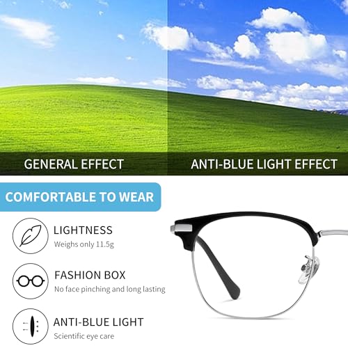 Image of SooGree Blue Light Blocking Glasses Men Women Anti Blu-Ray Clear Gaming Glasses Half Frame UV 400 Anti Eyestrain Computer