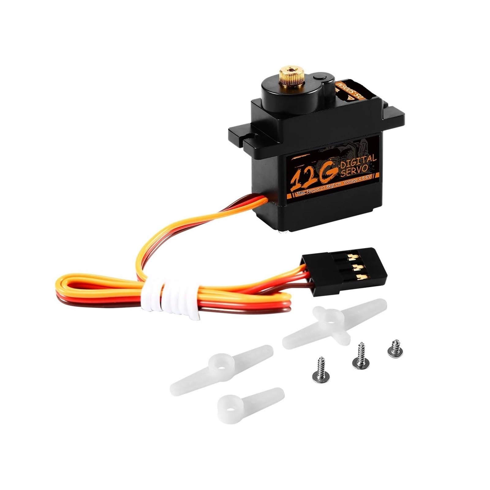 Servo digitale nero da 8 g, 9 g, 12 g, torsione da 1,5 kg, alta precisione con kit braccio di montaggio (12 g servo)