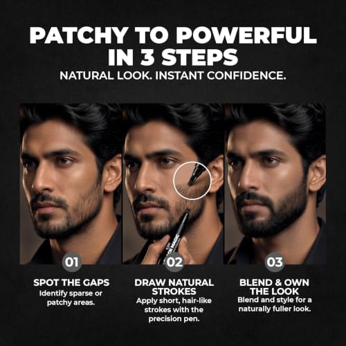Image of Beardo Black Magic Beard Precision Pen | Instantly Covers Patchy Beard | Hair-Like Precision Strokes | Natural Beard Filler Pen | Waterproof, Smudge-Proof & Long-Lasting | 1.5ml