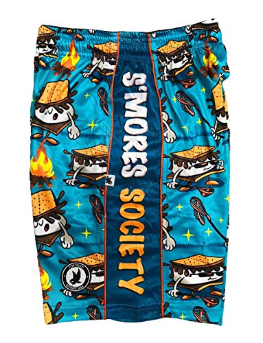 Flow Society S'Mores Society Attack Boys Shorts - Kids Athletic - Basketball - Baseball - Hockey - Football - Lacrosse - Blue2