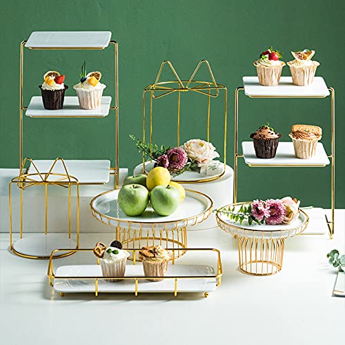 Alzata per torte in ceramica con espositore in ferro battuto a 3 livelli per matrimoni e feste, elegante vassoio per cupcake per esporre torte