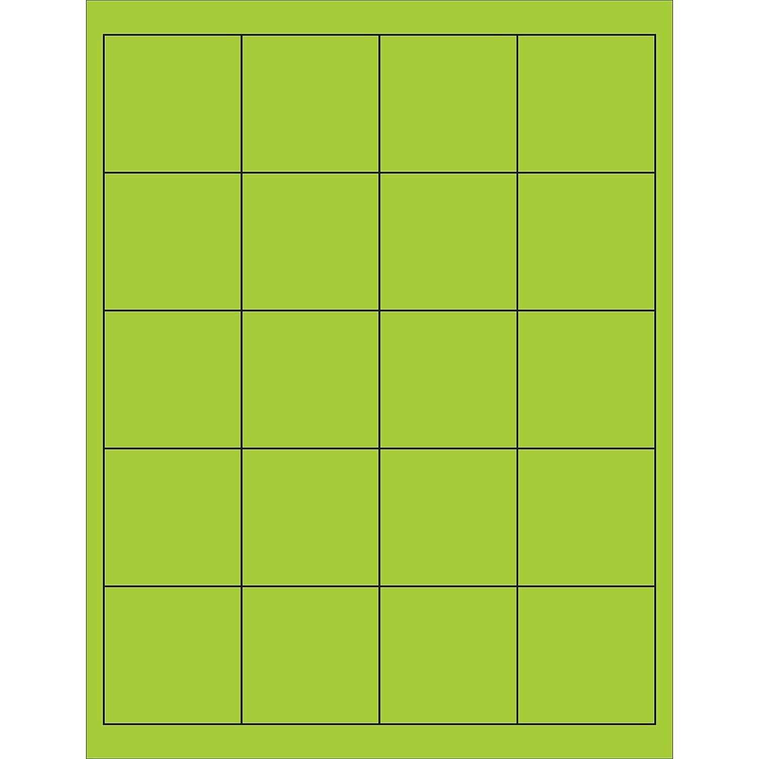 2 x 2 in. Fluorescent Green Rectangle Laser Labels - Pack of 2000