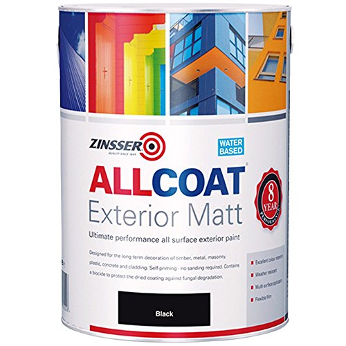 Zinsser Allcoat Exterior WB (Matt Finish) 1lt (Black or White) - Black