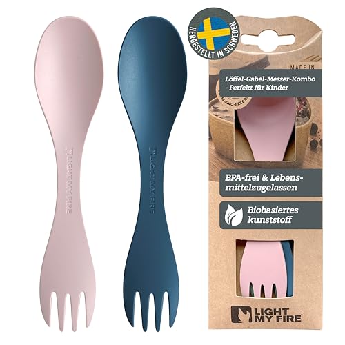 Light My Fire Spork Campingbesteck 2er-Pack – Wiederverwendbares Outdoor Besteck To Go – BPA-frei, nachhaltig, langlebig (Little HazyBlue/DustyPink)