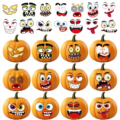 OHOME Halloween Party Favors - 36 Pack DIY Pumpkin Face Stickers for Kids - Halloween Games Toys Gifts Crafts Treats Accessories - Trick-or-Treat Pumpkin Decorations Activities Party Supplies