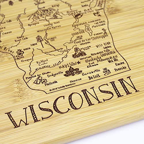 Image of Totally Bamboo A Slice of Life Wisconsin Engraved Map Cutting Board