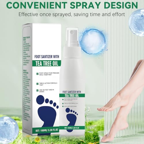 Image of 2pcs Foot Spray with Tea Tree Oil, Tea Tree Oil Foot Spray, Foot & Shoe Freshness, Clear Foot Sanitizer Spray, Quick-Drying and Travel-Friendly, 100ml /3.38fl.oz