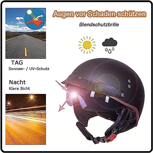 Casco abierto de moto custom retro tipo half-helmet para conductores de chopper 4
