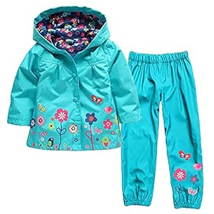 SoonerQuicker Regenpak voor kinderen, gevoerde regenjas met fleece, regenbroek, set regenponcho, jongens meisjes…