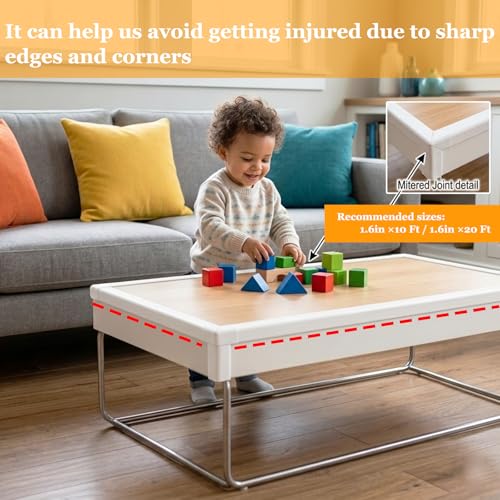 Protector de esquina de pared autoadhesivo flexible blanco de goma duradera para muebles 4