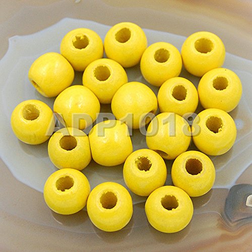 AD Beads Wood Spacer Loose Wooden Craft Beads (12x14mm 100pcs, Yellow)