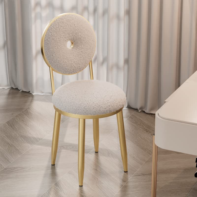 Tabouret de coiffeuse moderne en cachemire d'agneau pour créer un coin maquillage cosy