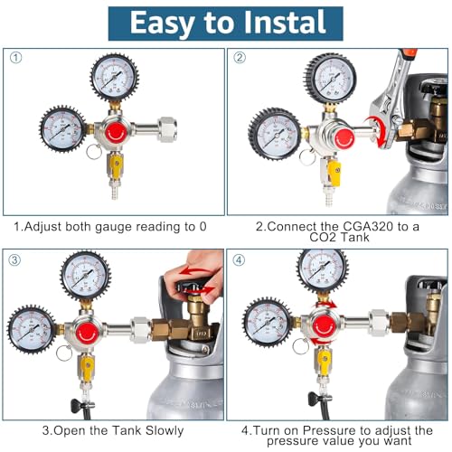Hgkeke CO2 Regulator Draft Beer Regulator 60PSI Output Pressure Dual Stages Kegerator CO2 Regulator with Precision Control & CGA-320 Inlet Kegerator Parts for Homebrew with Hose Clamps by Hgkeke - Image 6