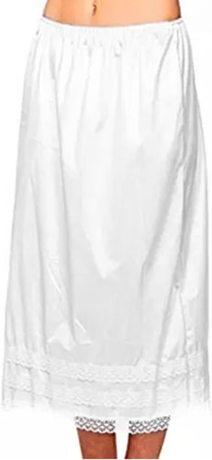 Gaono Women's Satin Half Slips for Skirts Lace Trim Extender Maxi Underskirt Non-Cling Long Slips for Under Dresses