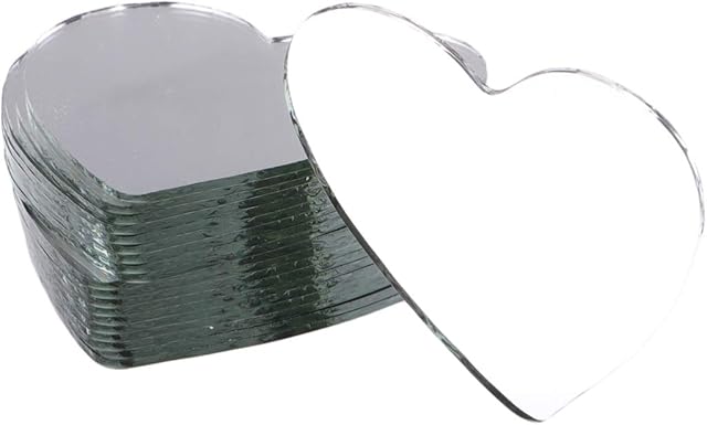 Healifty 20pcs Craft Mirrors Heart Shaped Mini Mirrors Glass Mosaic Tile Pieces for Home Decoration DIY Craft Projects Compact Mirror Making