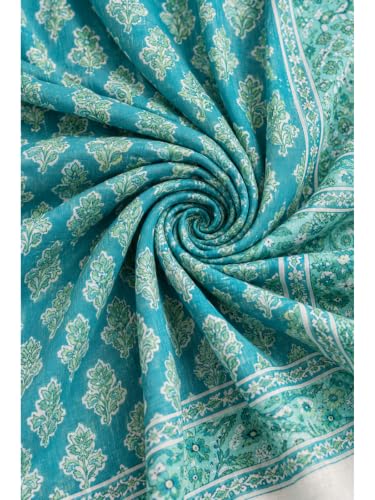 Buy Leriya Fashion Women's Rayon Printed Anarkali Kurta and Turquoise - Image 6