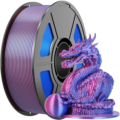 Image of Blue Rose Red Dual Color Silk PLA Filament Multicolor 1.75mm, Dimensional Accuracy ±0.03mm, Shiny Coextrusion 3D Printer Filament 1KG Spool(2.2lbs) for FDM 3D Printers