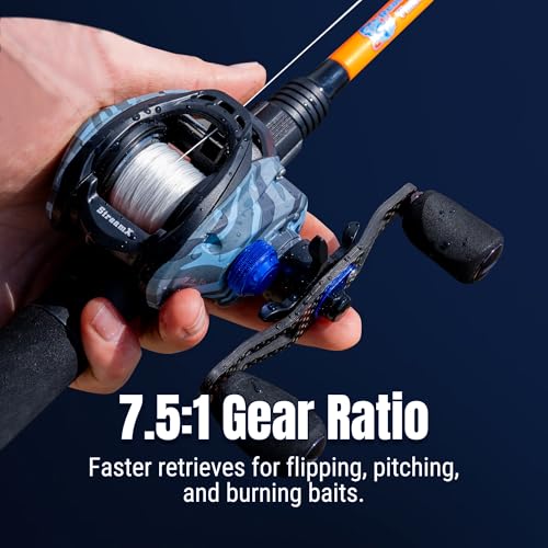 Reaction Tackle StreamX Carrete Baitcasting, 7.5:1 Alta Velocidad con 7+1 Rodamientos, Sistema de Doble Freno y Arrastre Suave para Pesca en Agua Dulce miniatura 2