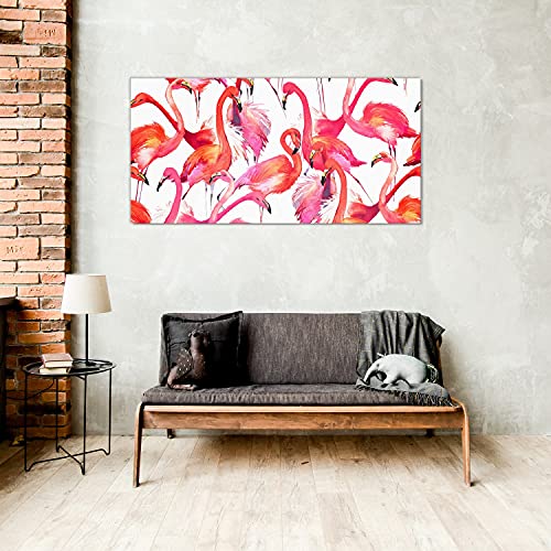 Tableau en verre acrylique flamants 100x50cm pour salon