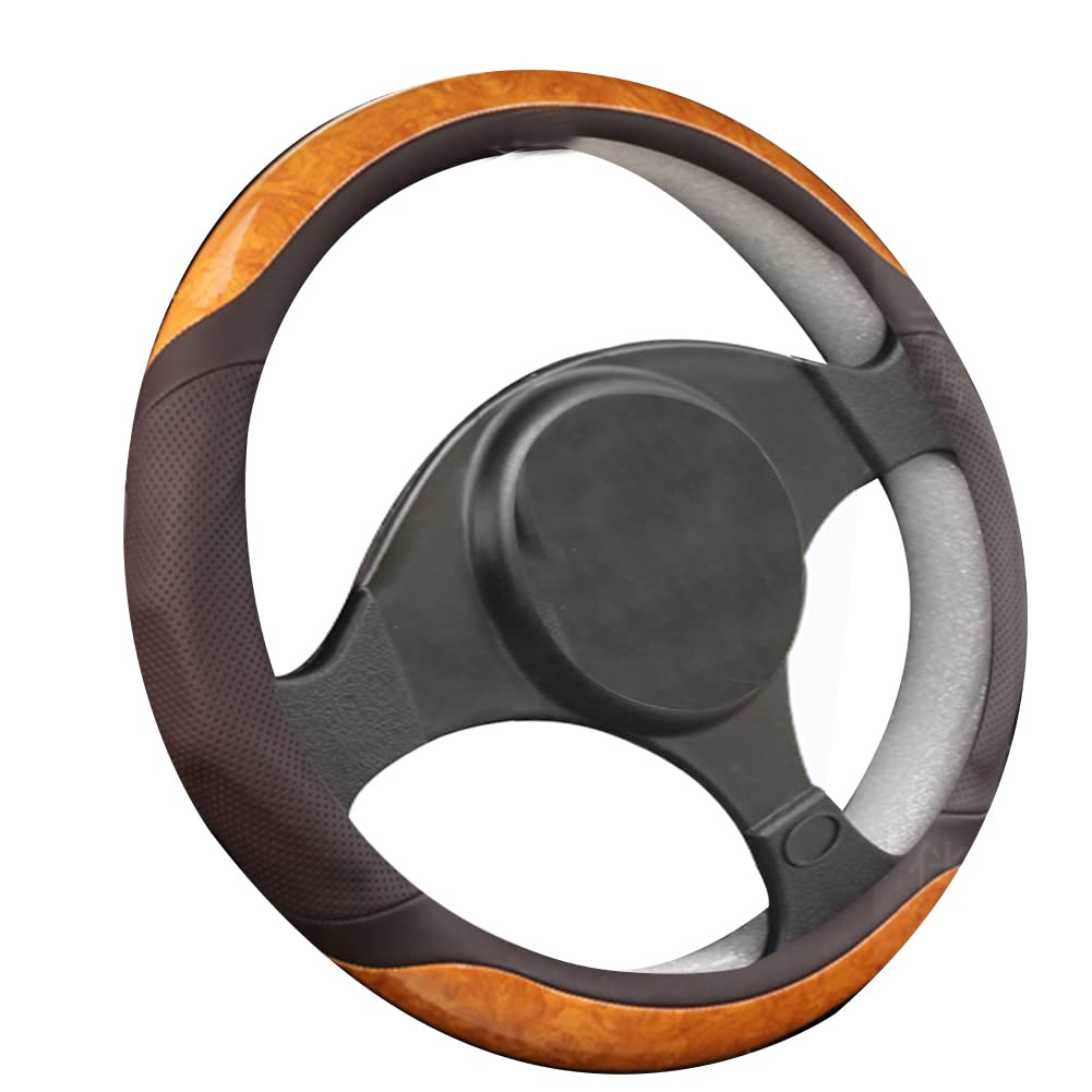 Housse De Volant En Cuir Antidérapante - Grain 'bois De Pêche' - Rouge - Taille Universelle (4 Saisons)