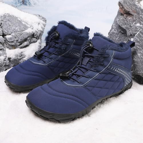 Image of Hike Winter Footwear Barefoot Boots Mens Womens, Waterproof Winter Snow Boots, Warm Ankle Booties, Wide Toe Barefoot Hiking Boots, Non-Slip Zero Drop Sole Hike Shoes for Hiking Walking Outdoor