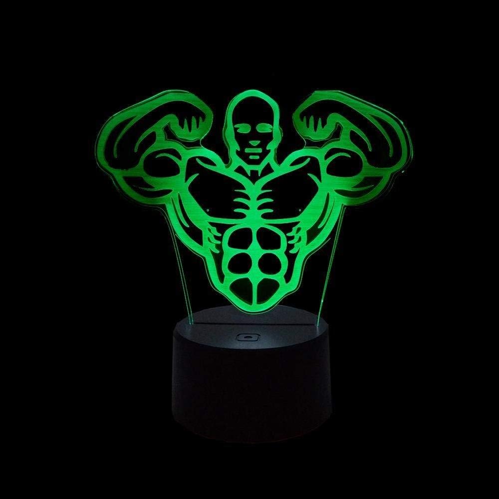 3D Fitness Lampe USB - 7 Farben, Optische Illusion, LED Nachtlicht Fürs Schlafzimmer