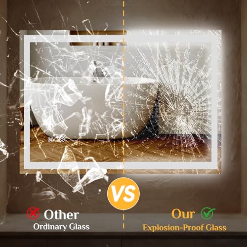 Clevich LED Badspiegel mit Beleuchtung 80x60 cm, Rechteckiger Wandspiegel – Ansicht 6